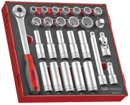 Produktfoto 1 von Teng Tools Steckschlüsselsatz 1/2 in Vierkant 12-Kant 27-teilig