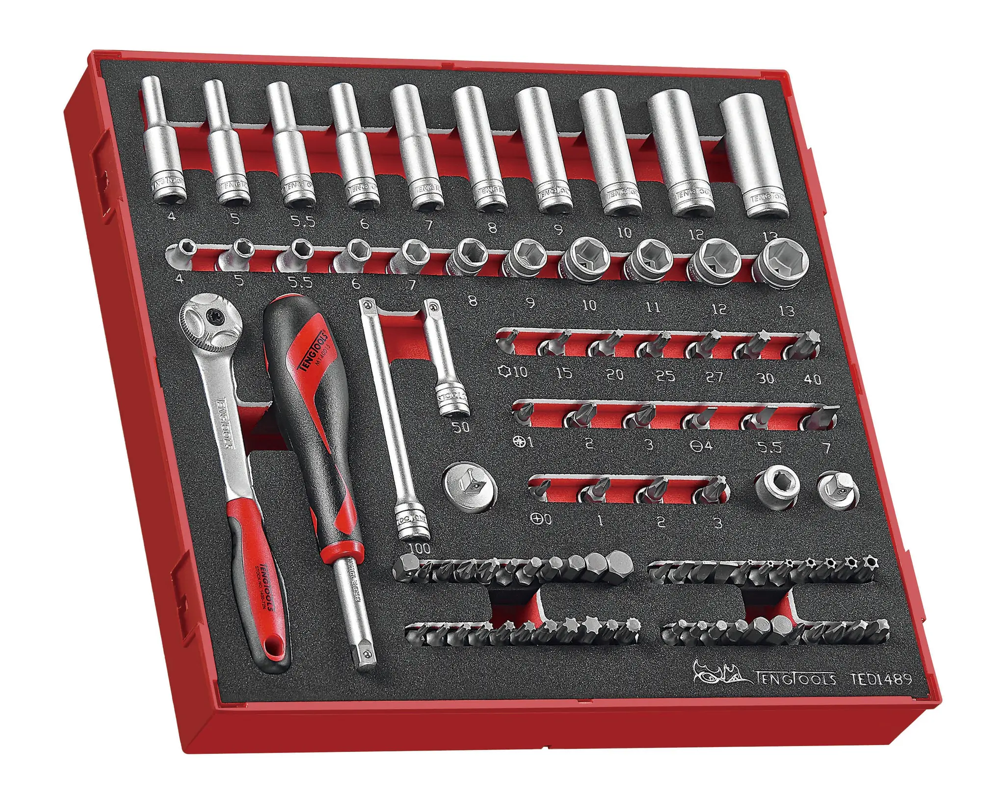 Produktfoto 1 von Teng Tools 1/4 in Vierkant 6-Kant 89-teilig