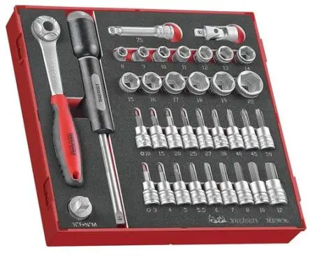 Produktfoto 1 von Teng Tools Steckschlüsselsatz 3/8 in Vierkant 6-Kant Ethylenvinylacetat-Schaum 36-teilig