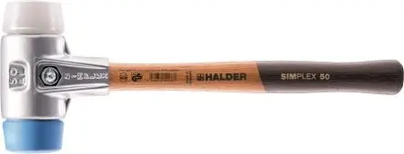 Produktfoto 1 von Halder Thermoplastisches Elastomer Schonhammer, Aluminium Schlagflächen austauschbar 875 g, Ø 60 mm