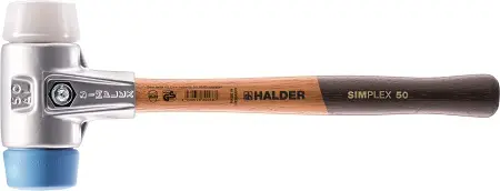Produktfoto 1 von Halder Thermoplastisches Elastomer Schonhammer, Aluminium Schlagflächen austauschbar 645 g, Ø 50 mm