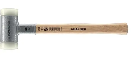 Produktfoto 1 von Halder Nylon Schonhammer, Stahl Schlagflächen austauschbar 990 g, Ø 50 mm
