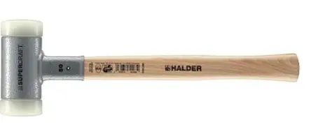 Produktfoto 1 von Halder Nylon Schonhammer, Stahl Schlagflächen austauschbar 990 g, Ø 50 mm