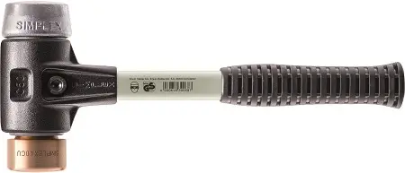 Produktfoto 1 von Halder Kupfer massiv Schonhammer, Gusseisen Schlagflächen austauschbar 1195 g, Ø 40 mm