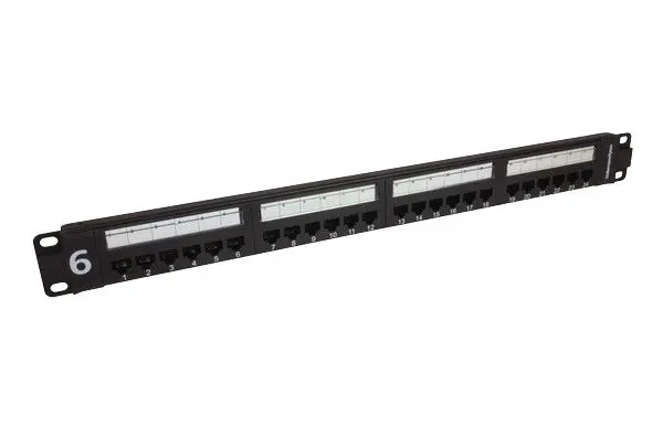 Produktfoto 1 von HellermannTyton Connectivity HTC Serie Patchfeld Kat. 6 24 Anschl. RJ45 Ungeschirmt, 1 U, Schwarz