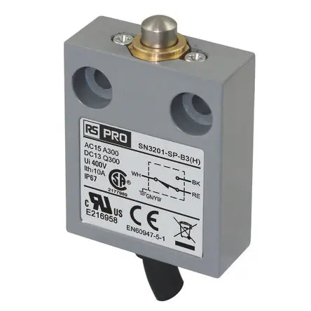 Produktfoto 1 von RS PRO SN32 Endschalter, Stößel 1 Schließer/1 Öffner, IP67, Zinklegierung 300V ac 10A