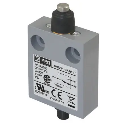 Produktfoto 1 von RS PRO Endschalter, Stößel 1 Schließer/1 Öffner, IP67, Zinklegierung 300V ac 10A