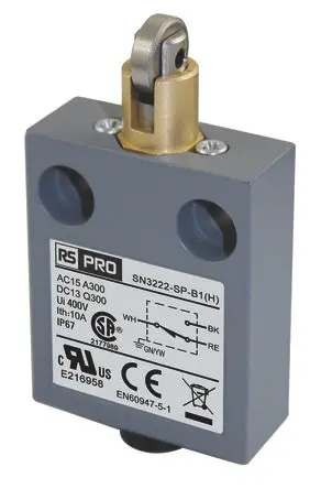 Produktfoto 1 von RS PRO RS PRO Endschalter, Rollen 1 Schließer/1 Öffner, IP67, Zinklegierung 240V ac 3A