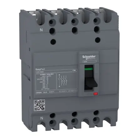 Produktfoto 1 von Schneider Electric EasyPact EZC250N, Kompaktschutzschalter 4-polig, 100A Feststehend / Abschaltvermögen 15 kA 550V ac