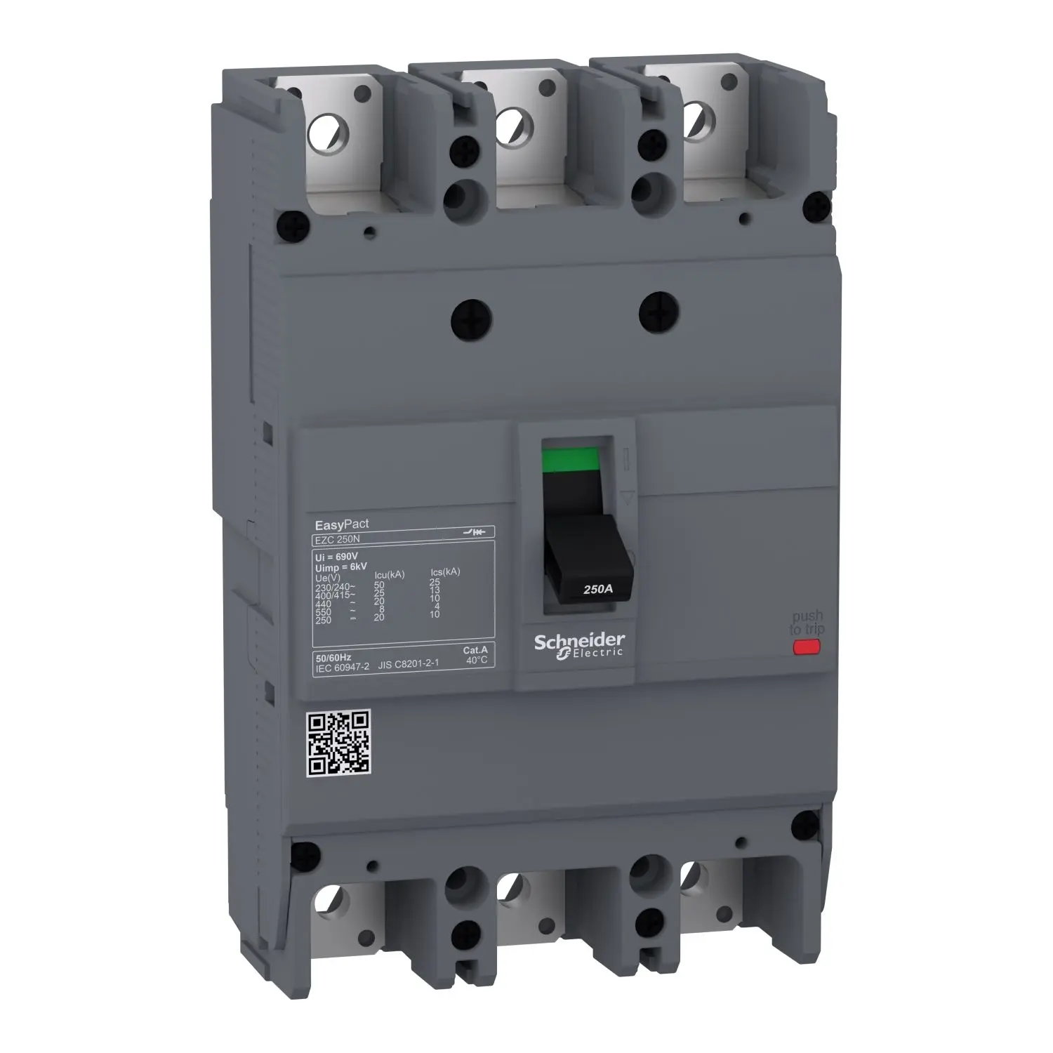 Produktfoto 1 von Schneider Electric EasyPact EZC250N, Kompaktschutzschalter 3-polig, 100 A Feststehend / Abschaltvermögen 25 kA 550 V ac