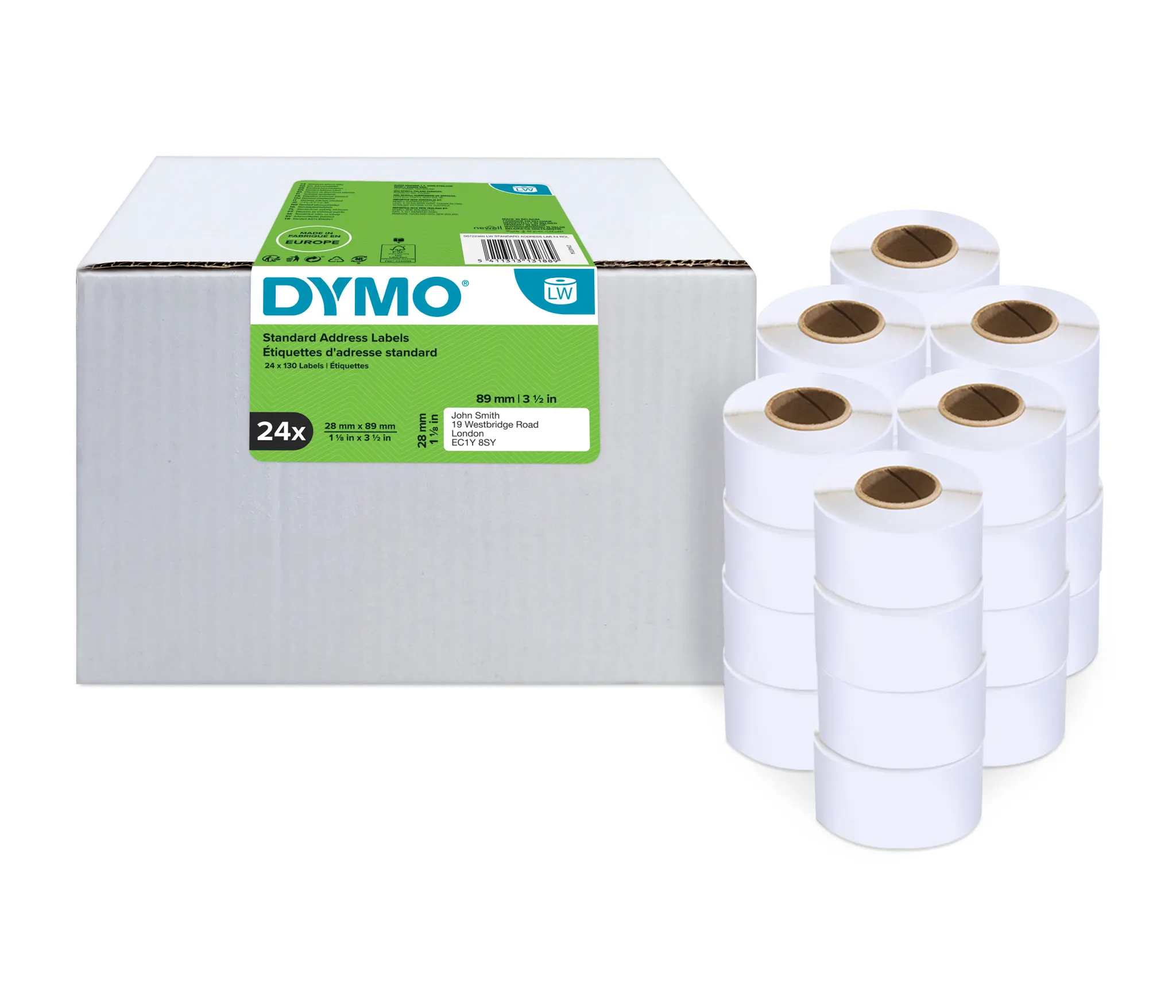 Produktfoto 1 von Dymo Etikett B. 28 mm für DYMO Authentic LabelWriterTM Papieretiketten, DYMO D1 Standard-Etikett 130 Per Roll auf Weiß