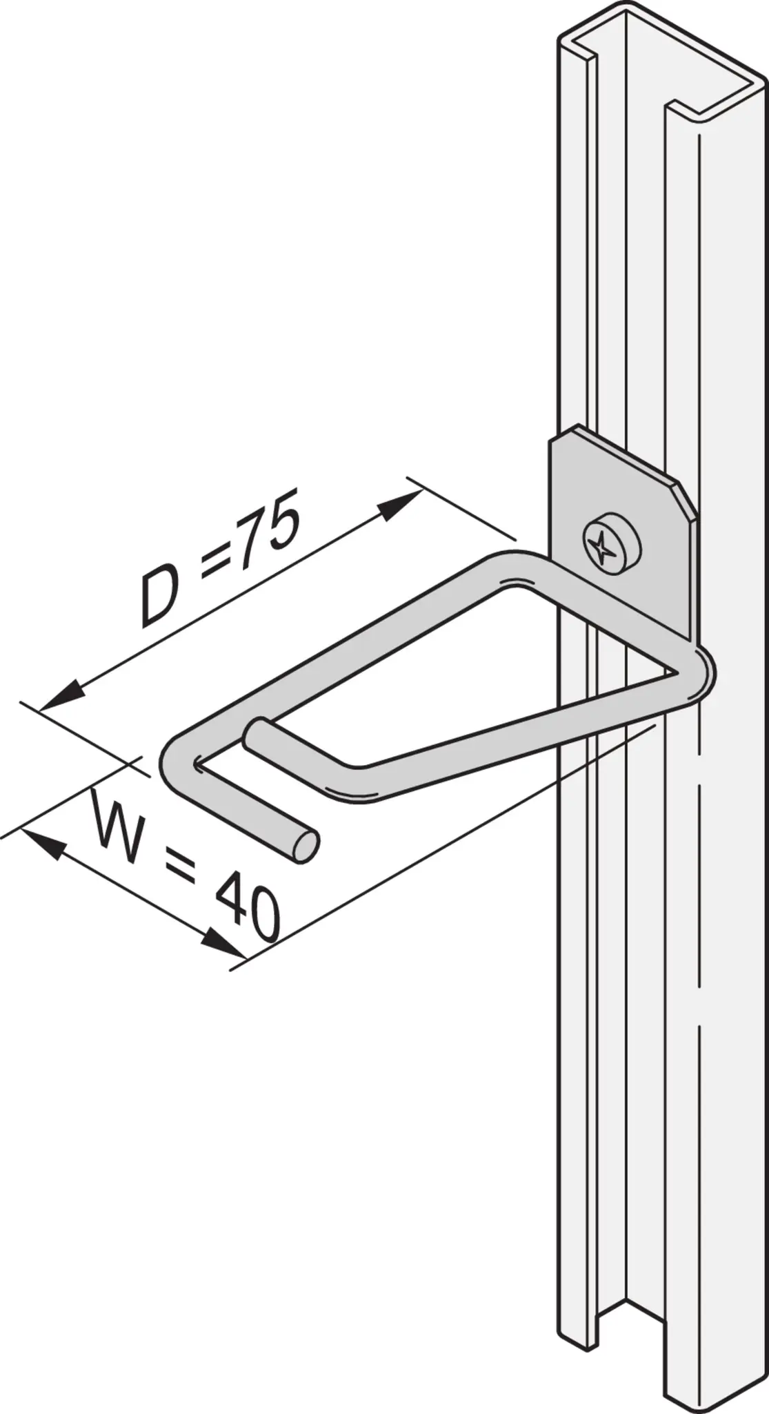 Produktfoto 1 von nVent SCHROFF Kabelhaken, 40 x 75mm, für Kabel 20118