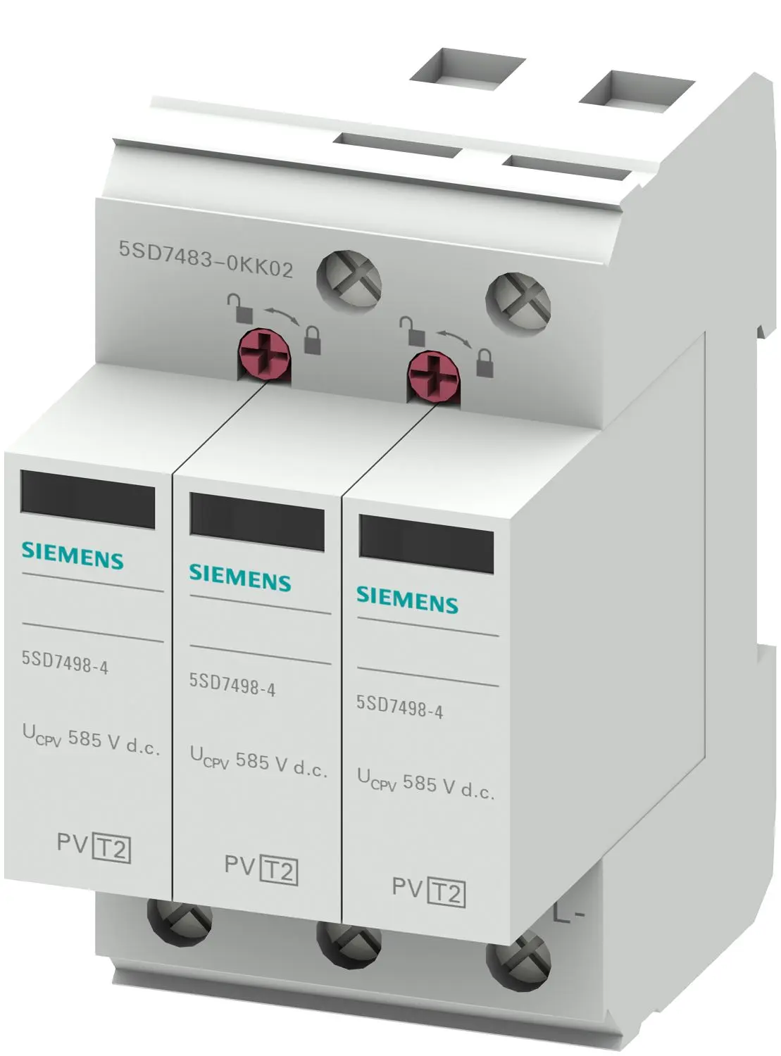 Produktfoto 1 von Siemens, 5SD7483-0KK02, Überspannungsableiter, , DIN-Schienen, 1-phasig, 3.7kV 40kA 5SD7483
