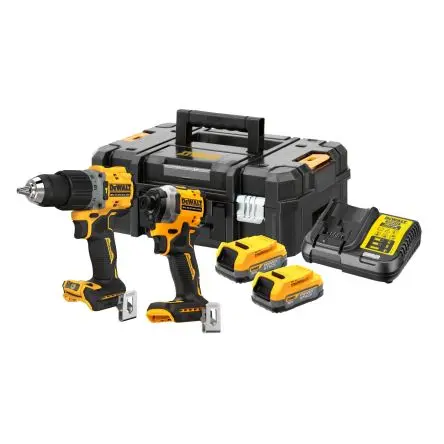 Produktfoto 1 von DeWALT Schnurlos 18V Elektrowerkzeugsatz, Schlagbohrmaschine, Schlagschrauber 2-teilig Bürstenlos 1.7 Ah Typ C - EU