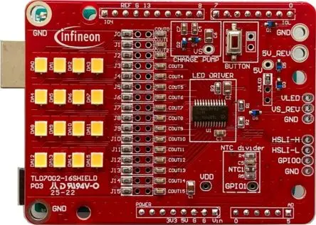 Produktfoto 1 von Infineon LED-Controller LED-Treiberevaluierungskit Evaluierungsplatine zum Einsatz mit TLD7002-16ES, TLD7002-16SHIELD