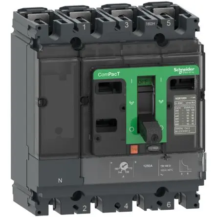 Produktfoto 1 von Schneider Electric ComPact ComPacT NSX, Kompaktschutzschalter 4-polig, 63A / Abschaltvermögen 75 kA