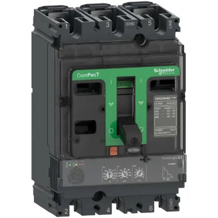 Produktfoto 1 von Schneider Electric ComPact New Generation ComPacT NSX, Kompaktschutzschalter 3-polig, 160A / Abschaltvermögen 36 kA