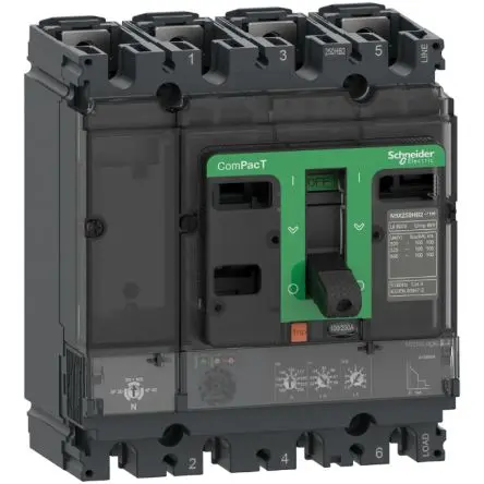 Produktfoto 1 von Schneider Electric ComPact ComPacT NSX, Kompaktschutzschalter 4-polig, 160A / Abschaltvermögen 100 kA 690V ac