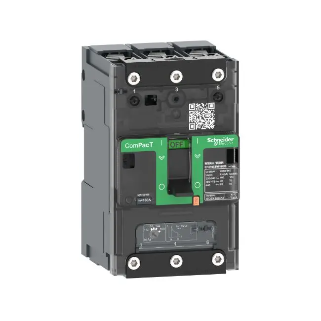 Produktfoto 1 von Schneider Electric ComPact NSXmB, Kompaktschutzschalter 3-polig, 160 A / Abschaltvermögen 25 kA 690 V ac