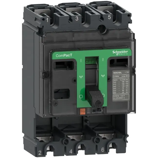 Produktfoto 1 von Schneider Electric ComPact NSX, Kompaktschutzschalter 3-polig, 100 A / Abschaltvermögen 100 kA 690 V ac