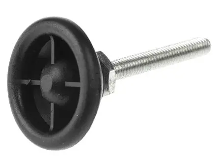 Produktfoto 1 von Nu-Tech Engineering Verstellbarer Fuß M6 bis 300 kg x 40 mm, bis 10° neigbar Polyamidverstärktes Nylon, Ø 40 mm x 61 mm