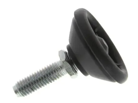 Produktfoto 1 von Nu-Tech Engineering Verstellbarer Fuß M8 bis 450 kg x 25 mm, bis 10° neigbar Polyamidverstärktes Nylon, Ø 40 mm x 46 mm