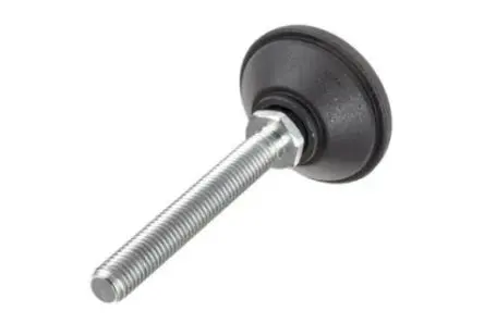 Produktfoto 1 von Nu-Tech Engineering Verstellbarer Fuß M8 bis 450 kg x 40 mm, bis 10° neigbar Polyamidverstärktes Nylon, Ø 40 mm x 61 mm