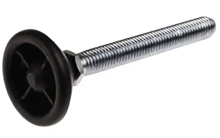 Produktfoto 1 von Nu-Tech Engineering Verstellbarer Fuß M10 bis 500 kg x 75 mm, bis 10° neigbar Polyamidverstärktes Nylon, Ø 40 mm x 96 mm