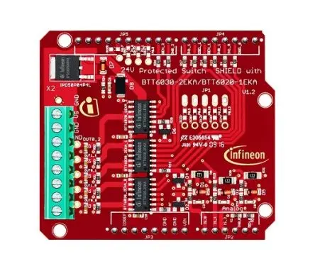 Produktfoto 1 von Infineon Geschützte 24-V-Schalter-Shield MCU, Evaluierungsplatine Entwicklungstool Microcontroller Arduino