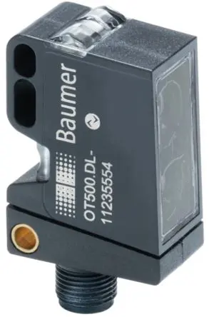 Produktfoto 1 von Baumer Rechteckig Optischer Sensor, Hintergrundunterdrückung, Push-Pull Ausgang, 5-polig M12