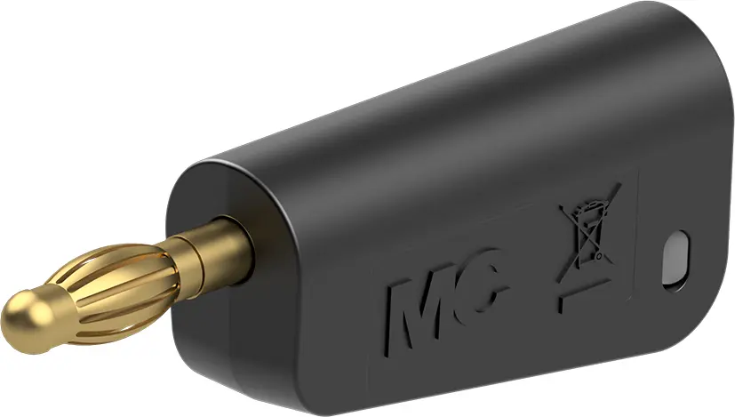 Produktfoto 1 von Staubli 4 mm Stecker Schwarz Prüfspitze, Kontakt Gold, 30 V ac 32A, Schraubanschluss