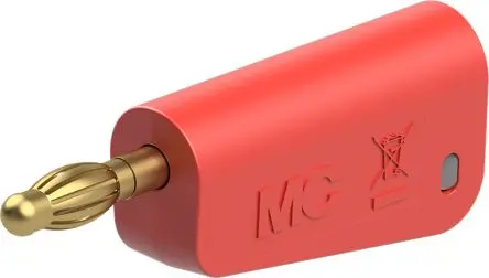 Produktfoto 1 von Staubli 4 mm Stecker Rot Prüfspitze, Kontakt Gold, 30V ac 32A, Schraubanschluss