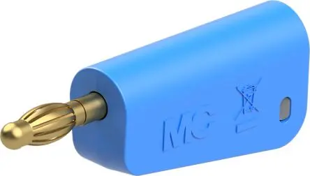 Produktfoto 1 von Staubli 4 mm Stecker Blau Prüfspitze, Kontakt Gold, 30V ac 32A, Schraubanschluss