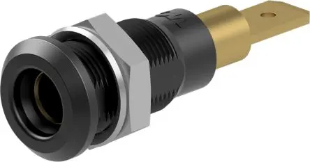 Produktfoto 1 von Staubli 4 mm Buchse Schwarz Prüfbuchse, Kontakt Gold, 30V ac 25A Stecker
