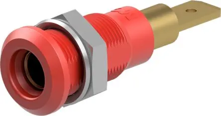 Produktfoto 1 von Staubli 4 mm Buchse Rot Prüfbuchse, Kontakt Gold, 30V ac 25A Stecker