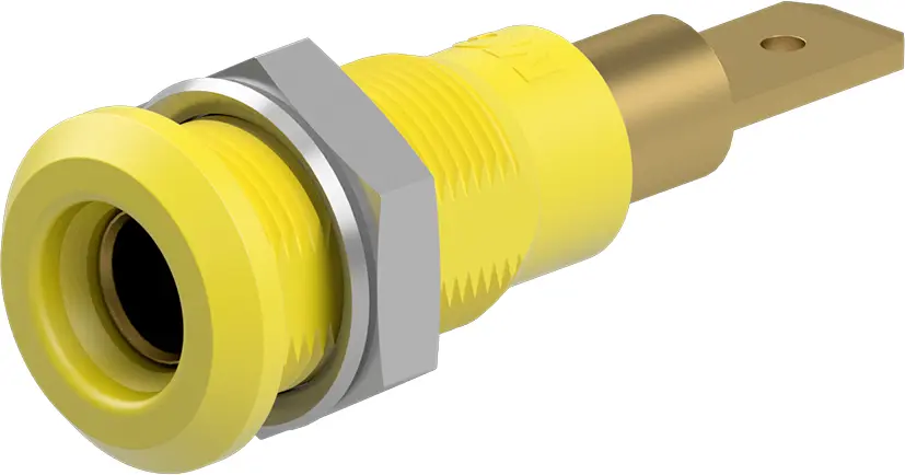 Produktfoto 1 von Staubli 4 mm Buchse Gelb Prüfbuchse, Kontakt Gold, 30 V ac 25A Stecker