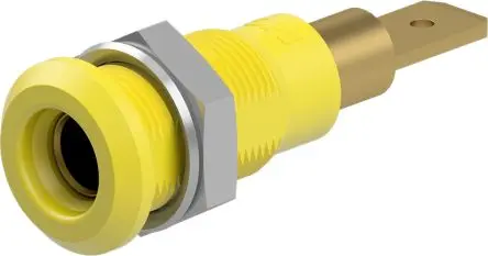 Produktfoto 1 von Staubli 4 mm Buchse Gelb Prüfbuchse, Kontakt Gold, 30V ac 25A Stecker