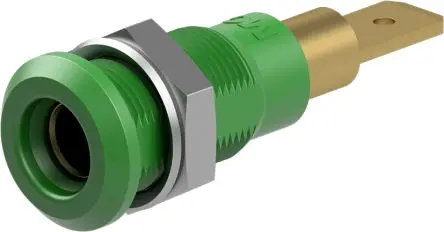 Produktfoto 1 von Staubli 4 mm Buchse Grün Prüfbuchse, Kontakt Gold, 30V ac 25A Stecker