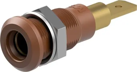 Produktfoto 1 von Staubli 4 mm Buchse Braun Prüfbuchse, Kontakt Gold, 30V ac 25A Stecker