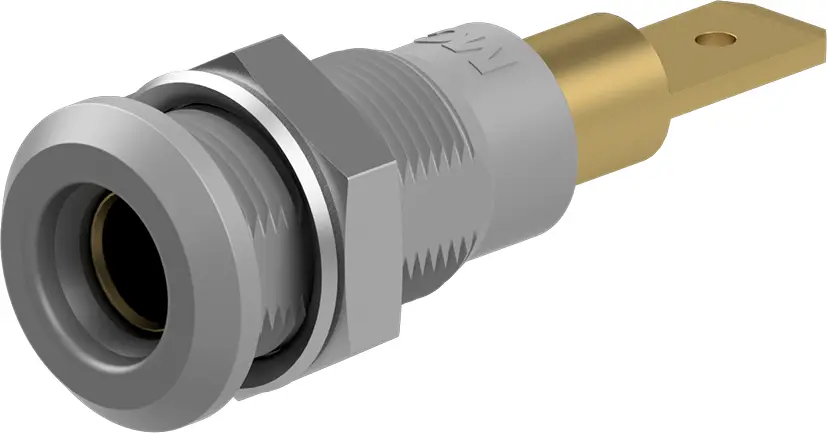 Produktfoto 1 von Staubli 4 mm Buchse Grau Prüfbuchse, Kontakt Gold, 30 V ac 25A Stecker
