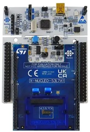 Produktfoto 1 von STMicroelectronics VL53L7CX P-NUCLEO-53L7A1, Evaluierungsplatine Entwicklungstool Sensor, Evaluierungsplatine für