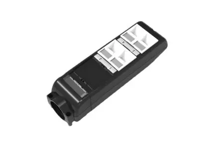 HellermannTyton Connectivity HT-POD Abgeschirmt Gewinkelte Adapter Schwarz, 4 x Kat. 6 4-fach Auslass Abgewinkelt