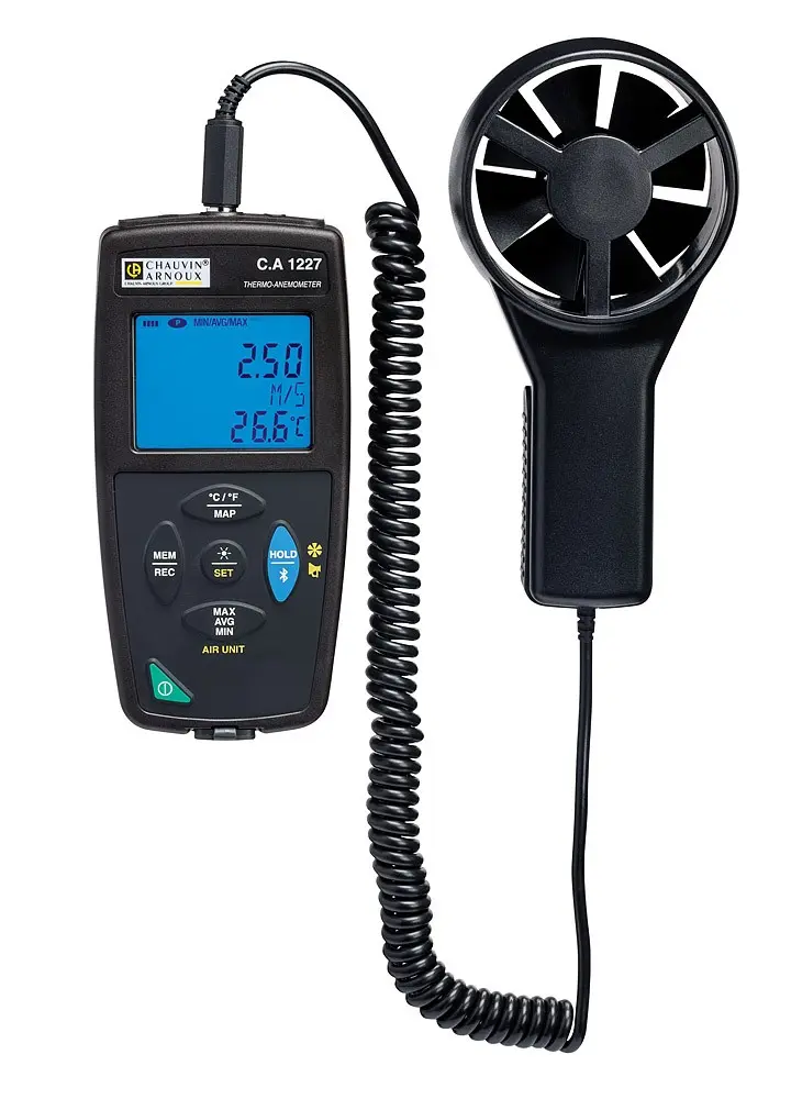 Produktfoto 1 von Chauvin Arnoux CA 1227 Anemometer 60°C max.Temp. 35 m/s, 0.01 m/s, Luftgeschwindigkeit, Temperatur, Luftdurchsatz, Typ