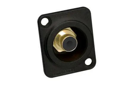 Produktfoto 1 von Amphenol Industrial Gerade Schwarz Cinchbuchsen, Gold, 25V, Panel 75A