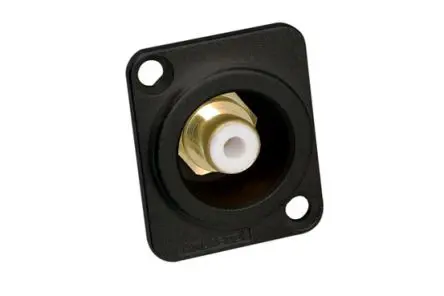 Produktfoto 1 von Amphenol Industrial Gerade Schwarz Cinchbuchsen, Gold, 25V, Panel 75A