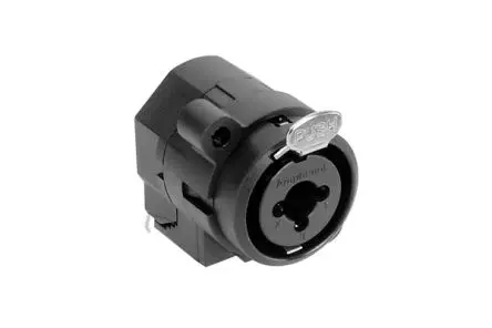 Produktfoto 1 von Amphenol Industrial Horizontal 1-polig Chassis Buchse Gold über Nickel Schwarz XLR-Steckverbinder, 50V