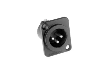 Produktfoto 1 von Amphenol Industrial Gerade 3-polig Fahrgestell Stecker Gold Schwarz XLR-Steckverbinder, 133V