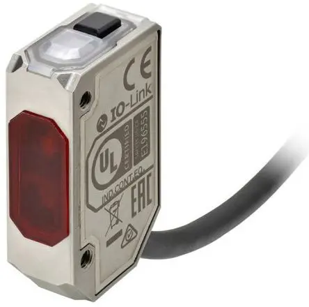 Produktfoto 1 von Omron E3AS Rechteckig Optischer Sensor, Hintergrundunterdrückung, NPN Ausgang, Kabel