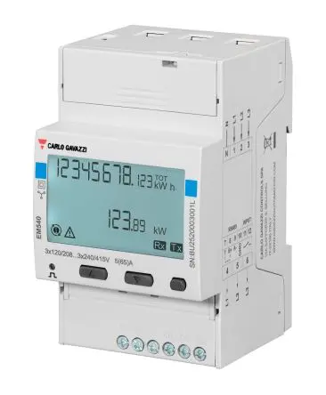 Produktfoto 1 von Carlo Gavazzi EM540 Energiemessgerät LCD 62.41 mm x 53.4 mm Energiemessgerät / 3-phasig 1 Ausg. 1 Eing. Impulsausgang