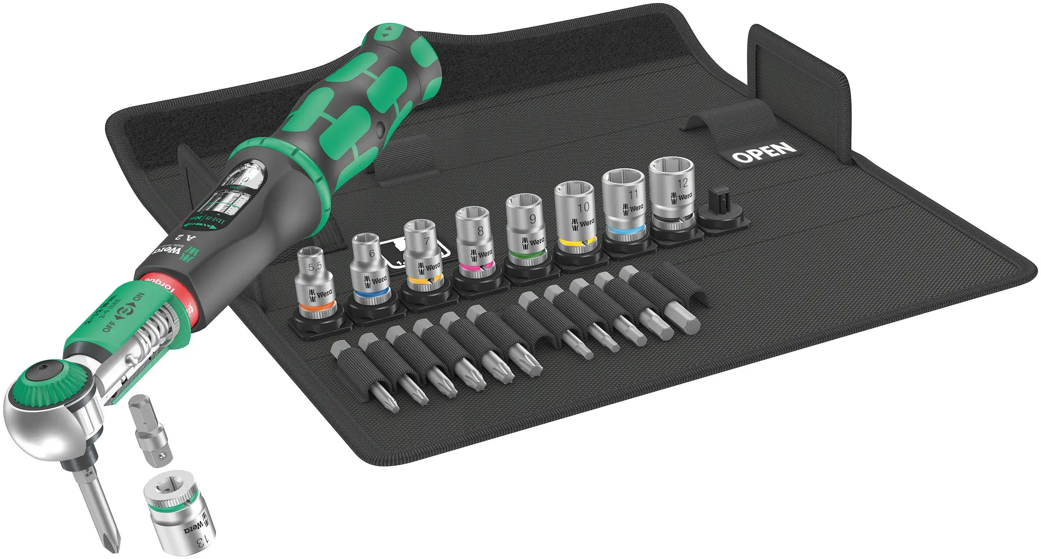 Wera Safe-Torque A 2 Set 1 1/4 in Klick-Drehmomentschlüssel-Set Sechskant 2 To 12 Nm, Länge 275 mm